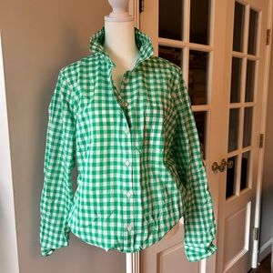 Jcrew. Size L. Tags on. Gingham green button down